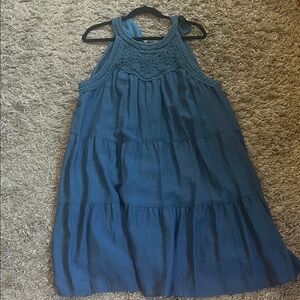 Blue Crochet Tiered Sundress